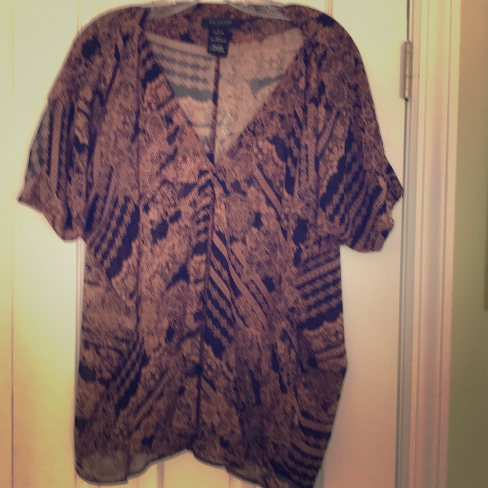 MM Couture flowy top. Black/brown. Size L